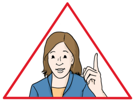 Eine Frau mit erhobenen Zeigefinger