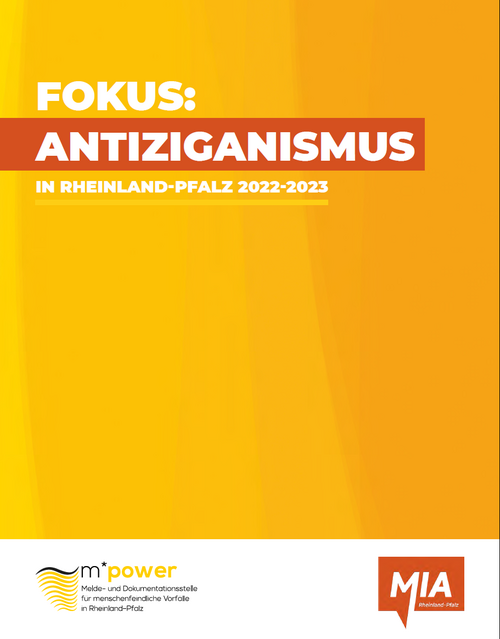 Cover des Berichts mit dem Titel "Fokus Antiziganismus in Rheinland-Pfalz 2022-2023"